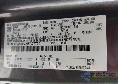 2017 Ford F-150 Xl z USA, uszkodzony, nr VIN 1FTEX1EP3HFA07756